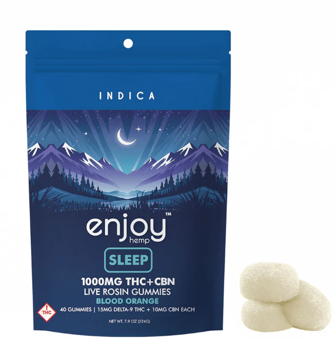 1000mg Deep Sleep Gummies Delta 9 THC + CBN - Indica-Infused Blood Orange (25 mg each | 40 gummies)