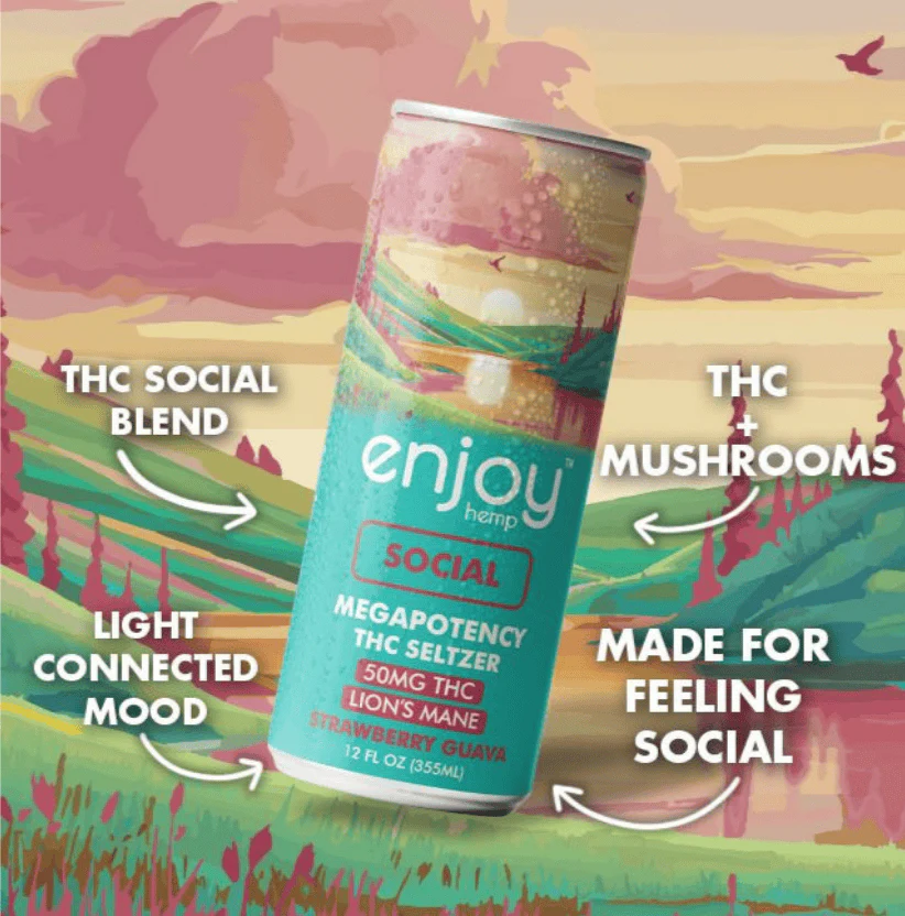 50mg THC + Lion’s Mane Social Seltzer | Strawberry Guava - Image 3