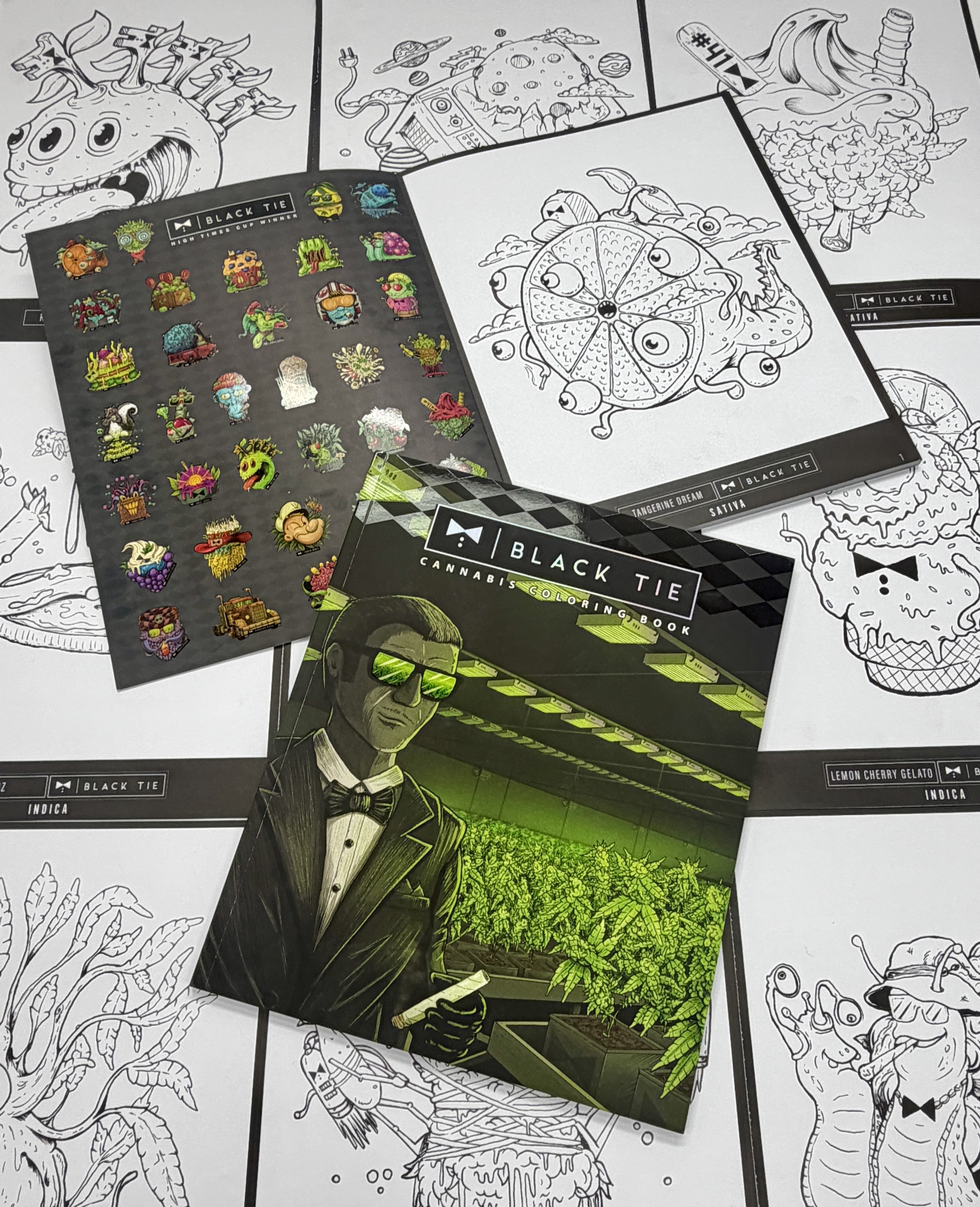 BLACK TIE® Cannabis Coloring Book – Collector’s Edition | 36 Strains + Stickers