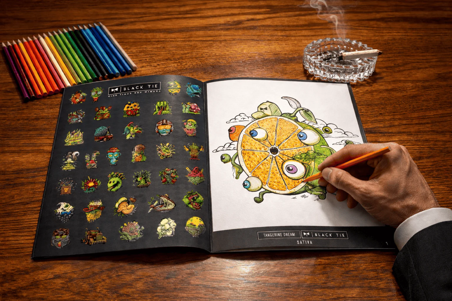 BLACK TIE® Cannabis Coloring Book – Collector’s Edition | 36 Strains + Stickers - Image 6
