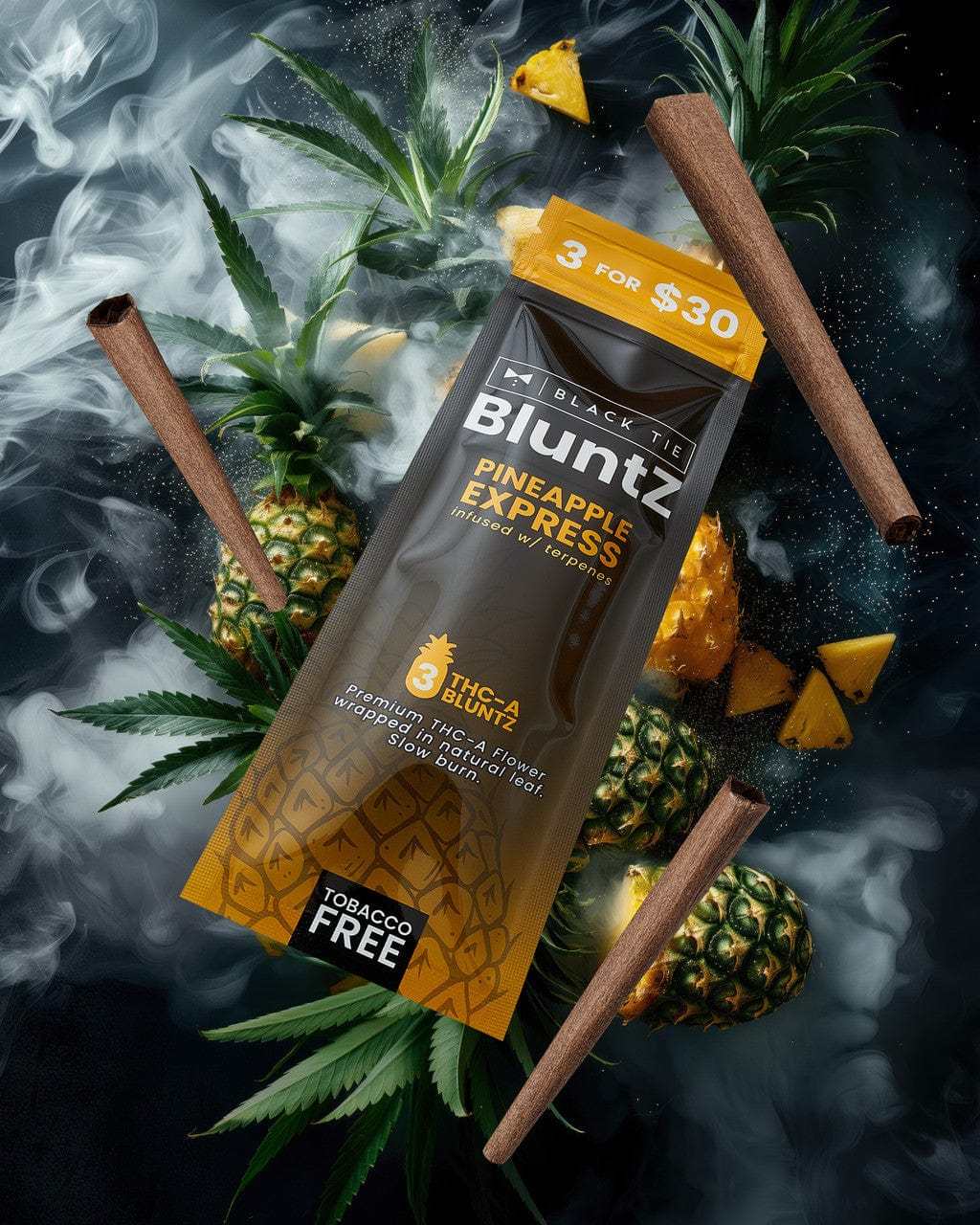 PINEAPPLE EXPRESS THC-A BLUNTZ (PreRolled) _ Pack of 3 - Image 3