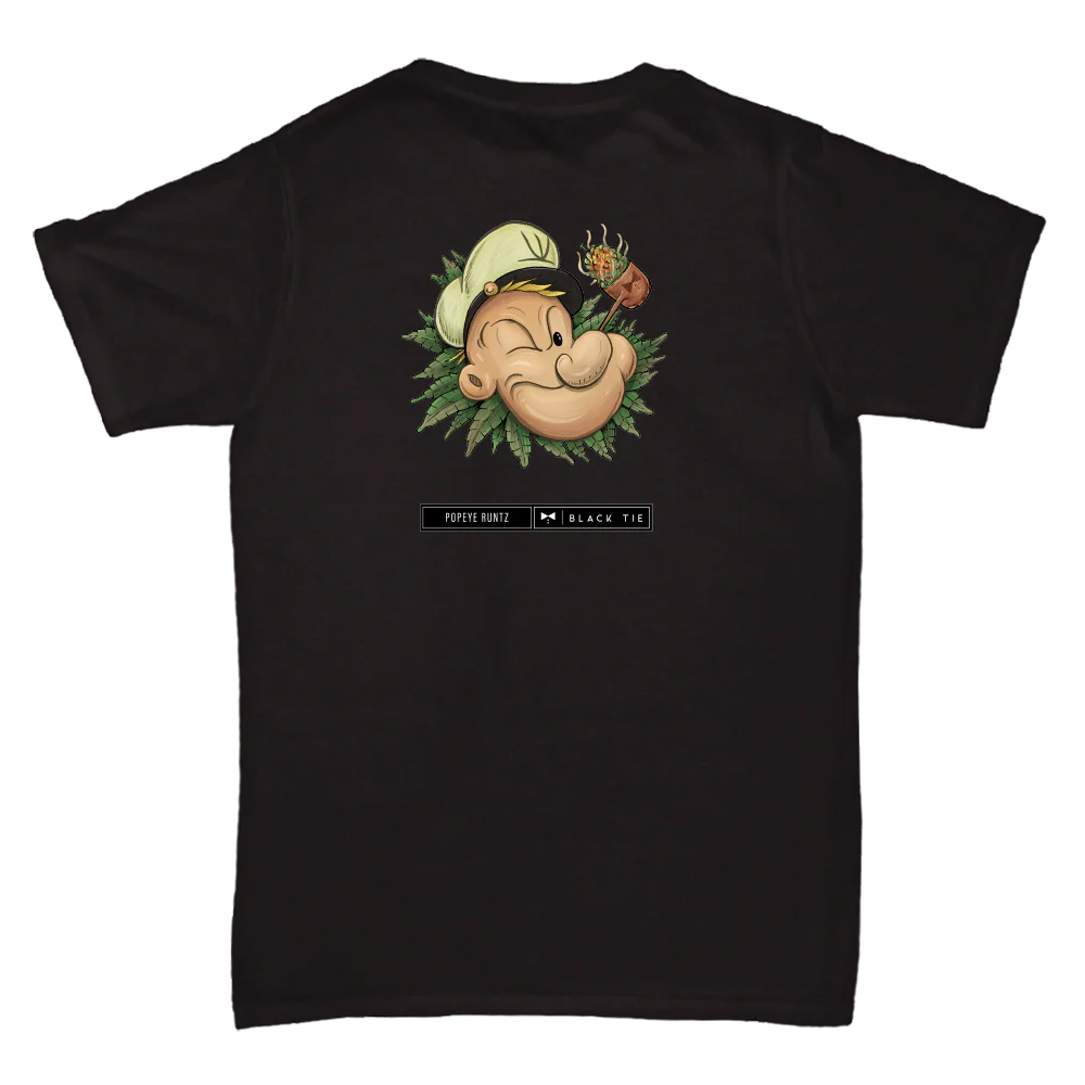 Popeye Runtz (INDOOR) THC-A Flower T-Shirt | Black Tie Strain Apparel - Image 3