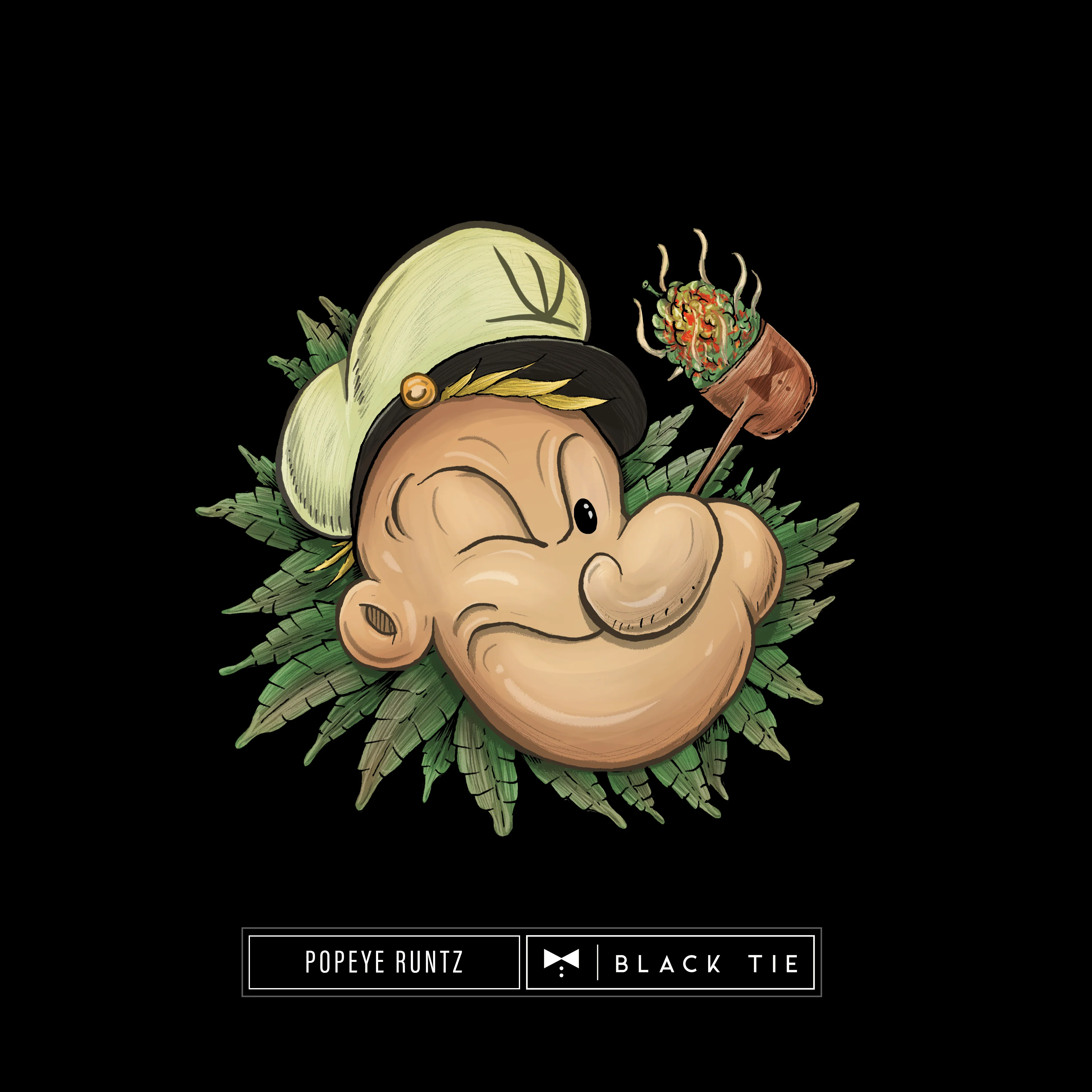 Popeye Runtz (INDOOR) THC-A Flower T-Shirt | Black Tie Strain Apparel - Image 4